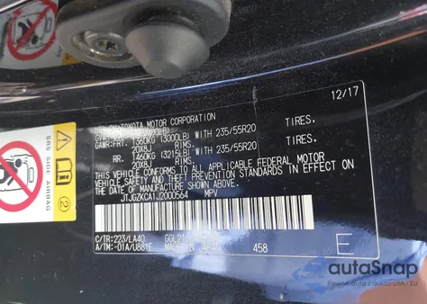 2018 Lexus Rx 350L Luxury z USA, uszkodzony, nr VIN JTJGZKCA1J2000564